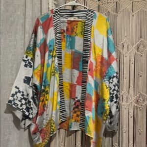 The Art of Cloth by Rose  Corrick Erbach Colorful Patchwork silk Kimono M